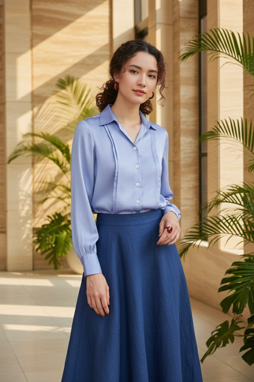 Áo sơ mi tay dài xanh nhạt thời trang Hity