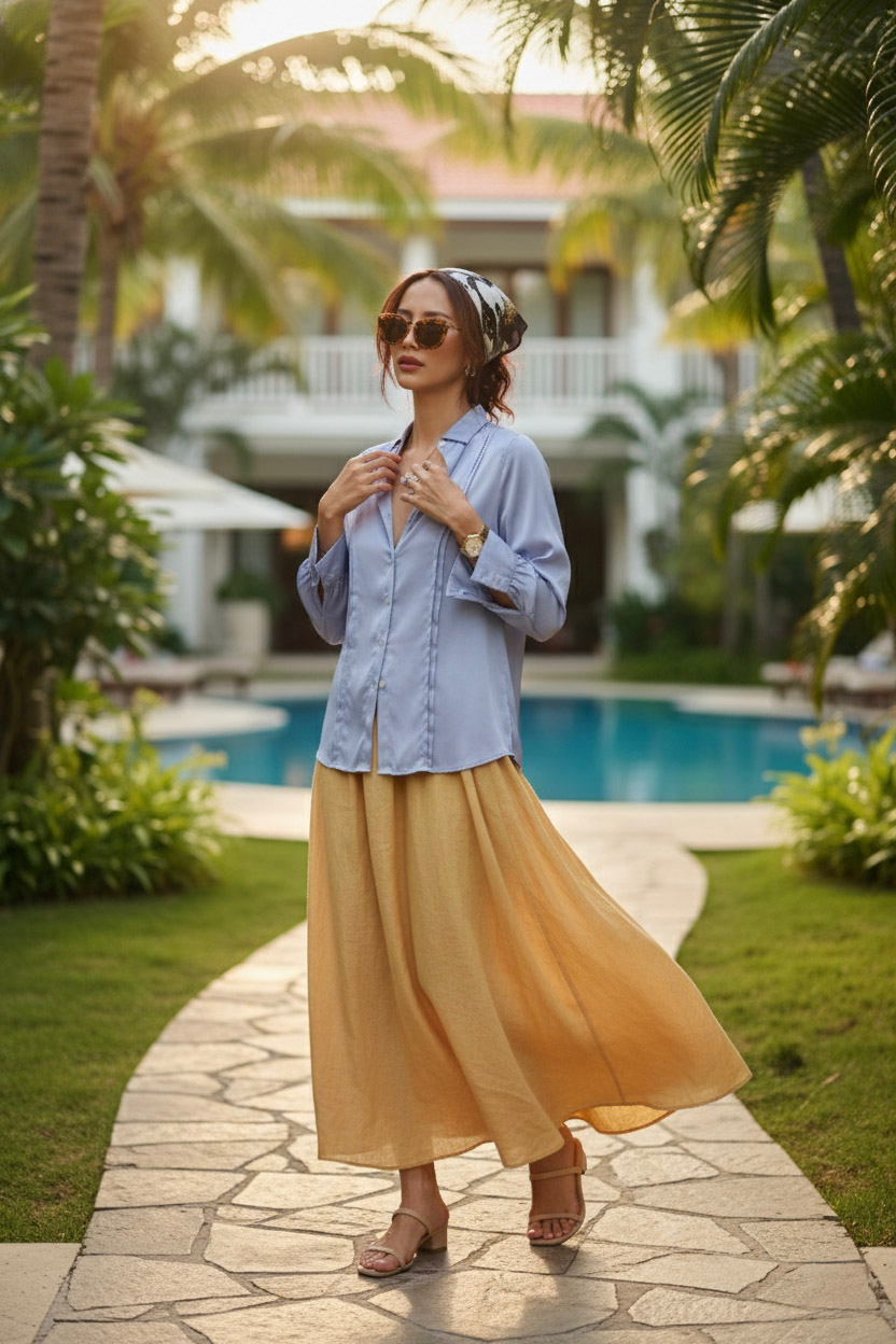 Áo sơ mi tay dài xanh nhạt thời trang Hity