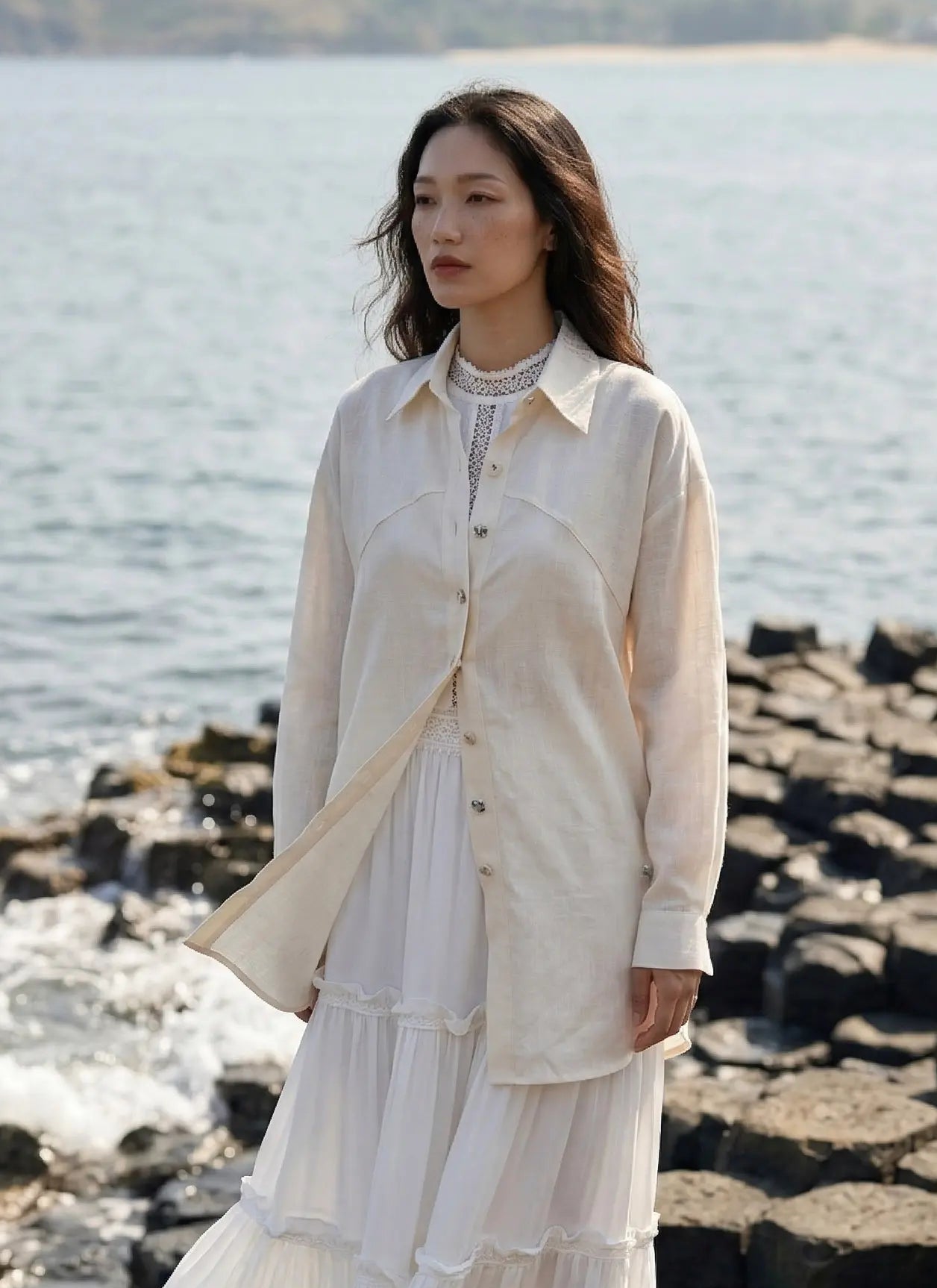 Áo sơ mi dáng rộng oversize linen thời trang Hity