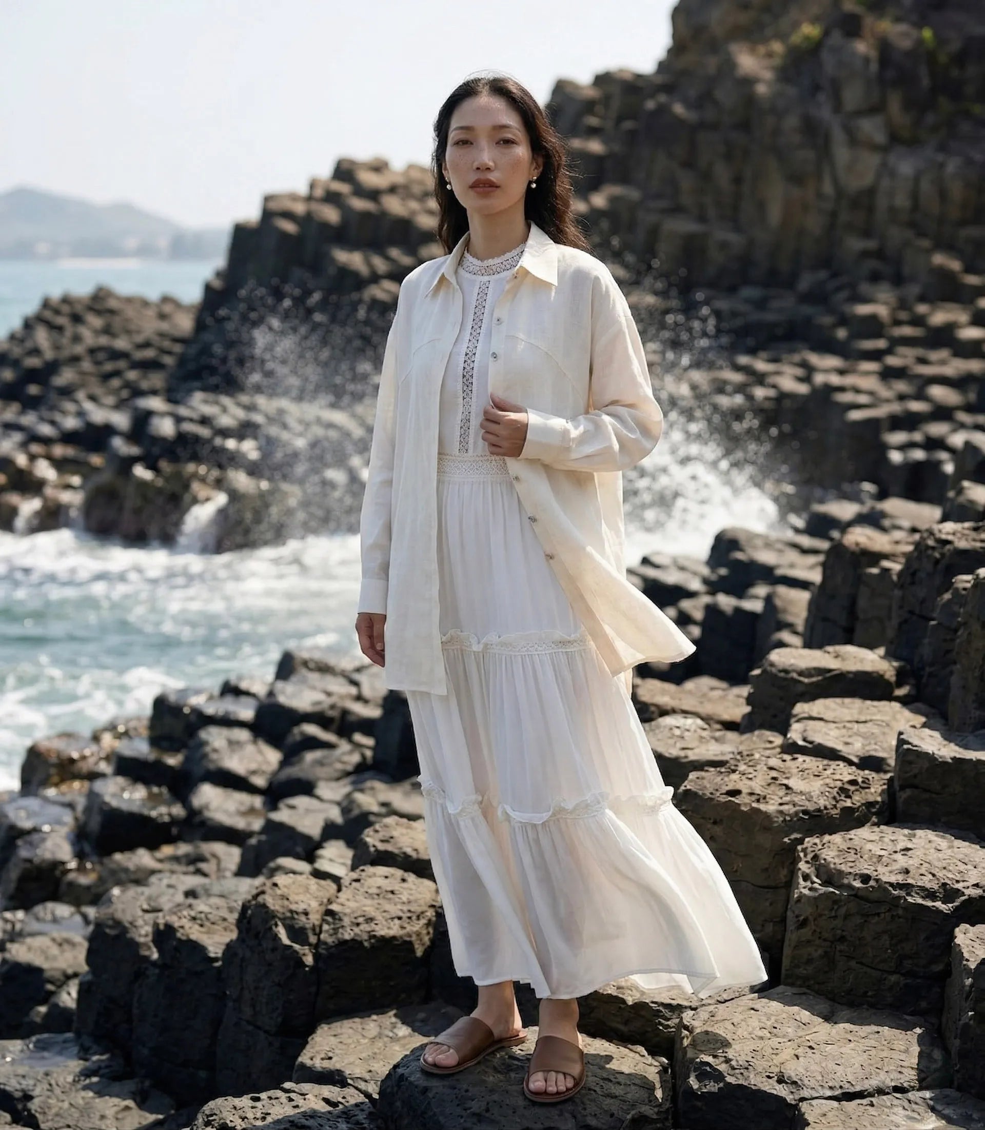 Áo sơ mi dáng rộng oversize linen thời trang Hity