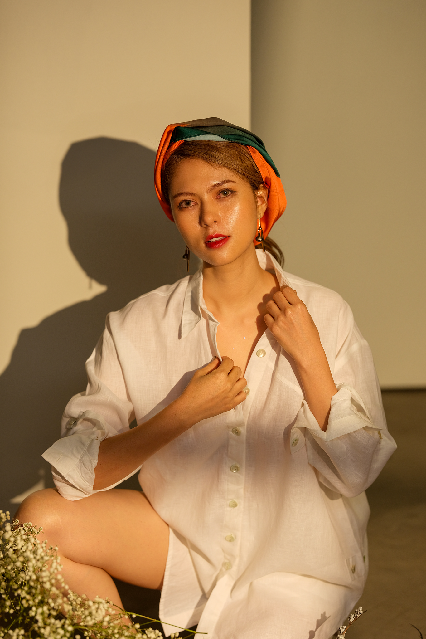 Áo sơ mi phom rộng oversize linen trắng thời trang Hity