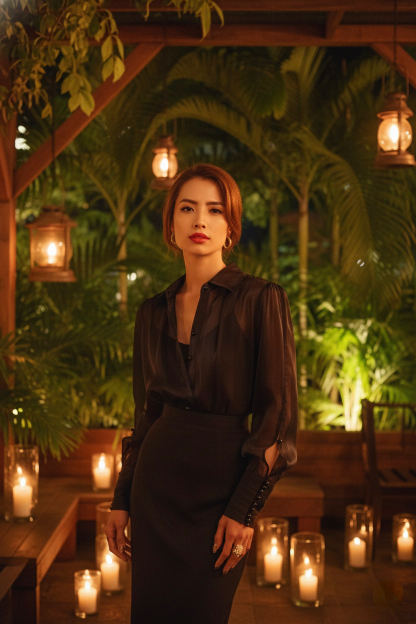 Áo sơ mi xuyên thấu organza sheer thời trang Hity