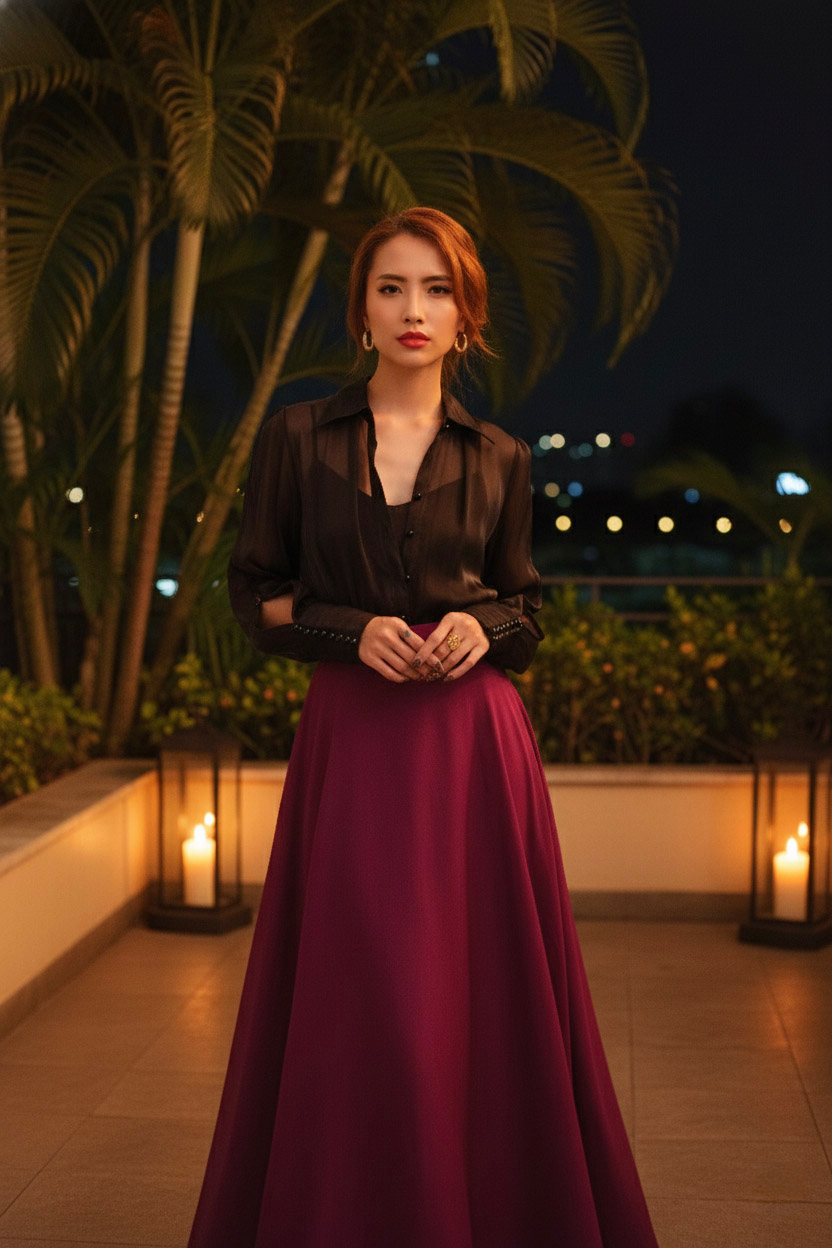 Áo sơ mi xuyên thấu organza sheer thời trang Hity