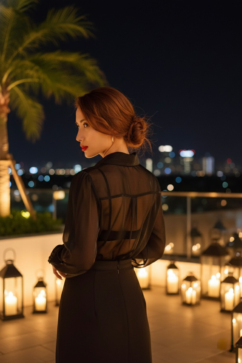 Áo sơ mi xuyên thấu organza sheer thời trang Hity