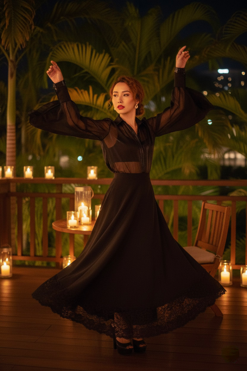 Áo sơ mi xuyên thấu organza sheer thời trang Hity