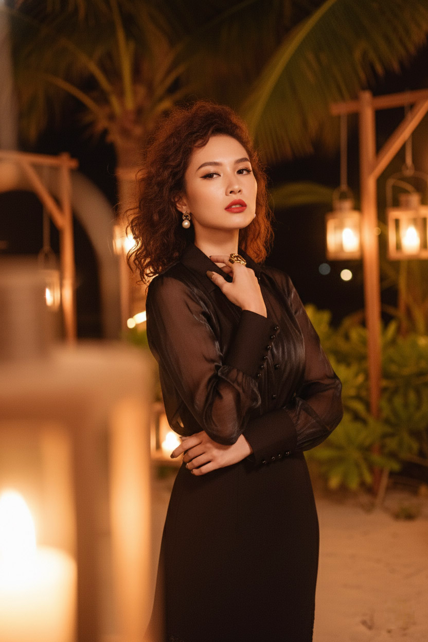 Áo sơ mi xuyên thấu organza sheer thời trang Hity