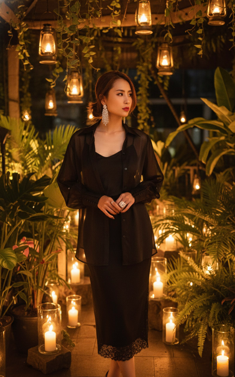 Áo sơ mi xuyên thấu organza sheer thời trang Hity