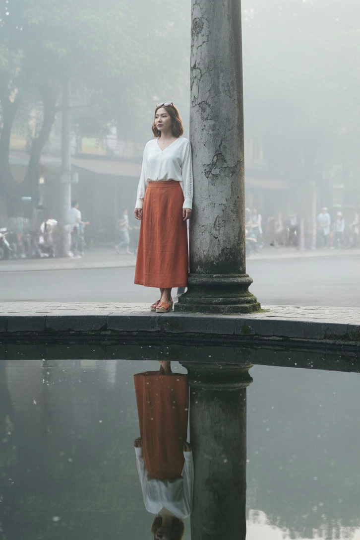 Áo suông cổ tim tay dài phối ren crepe trắng thời trang Hity