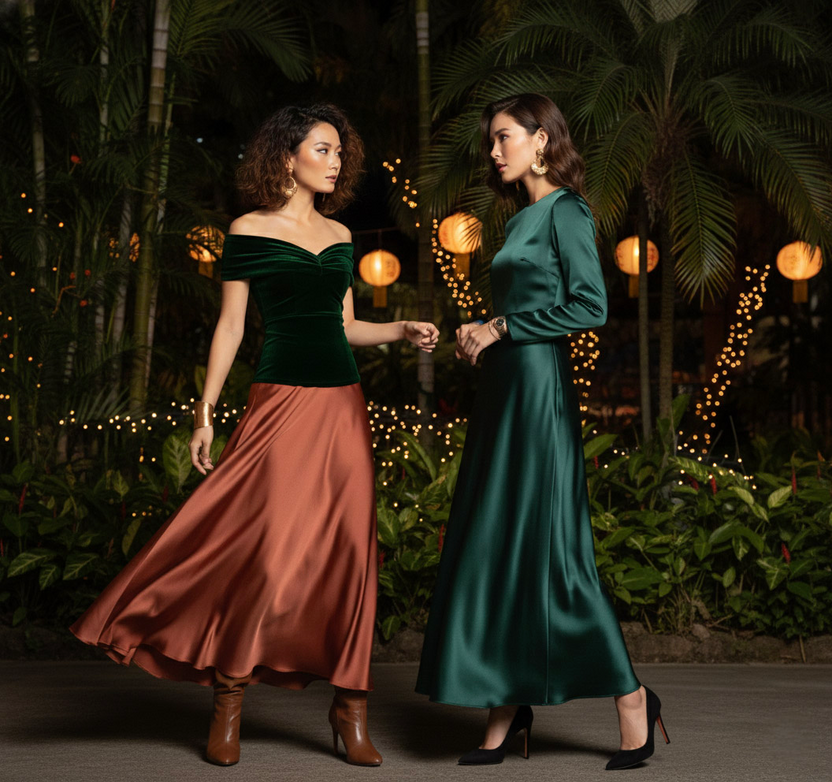 Áo trễ vai hở lưng nhung xanh thời trang Hity