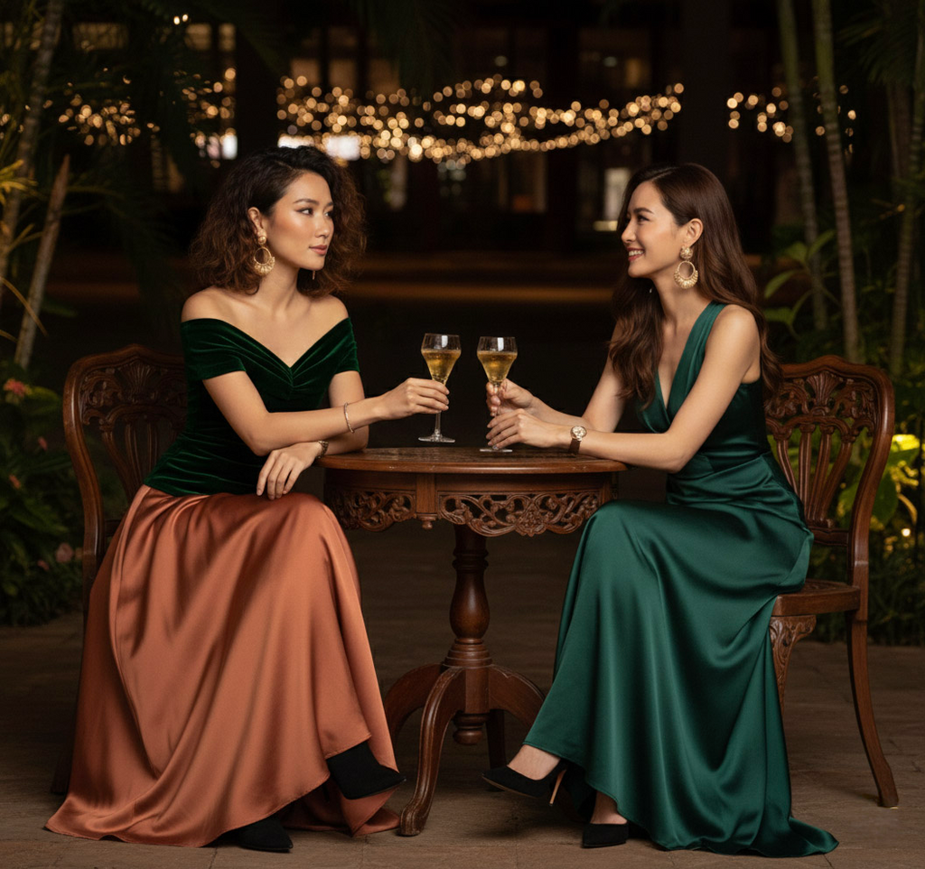 Áo trễ vai hở lưng nhung xanh thời trang Hity