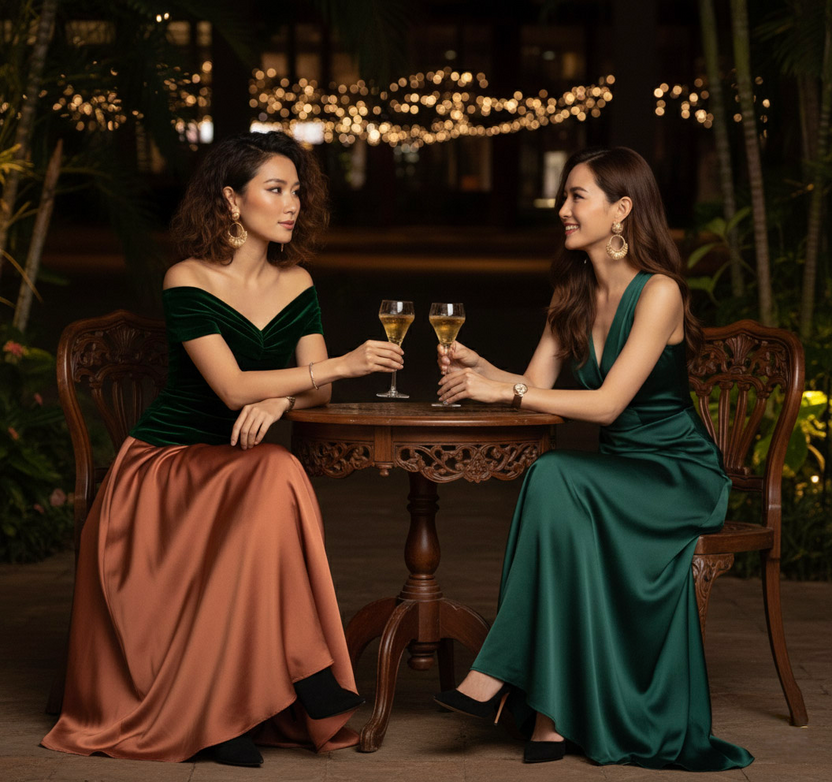 Áo trễ vai hở lưng nhung xanh thời trang Hity