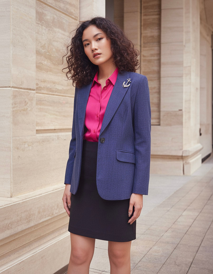 Áo vest blazer linen xanh navy thời trang Hity