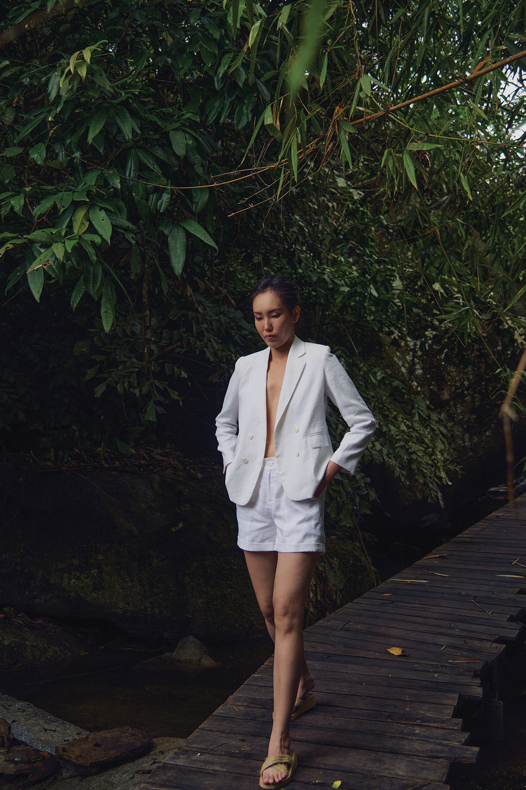 Áo vest blazer nữ linen trắng thanh lịch thời trang Hity