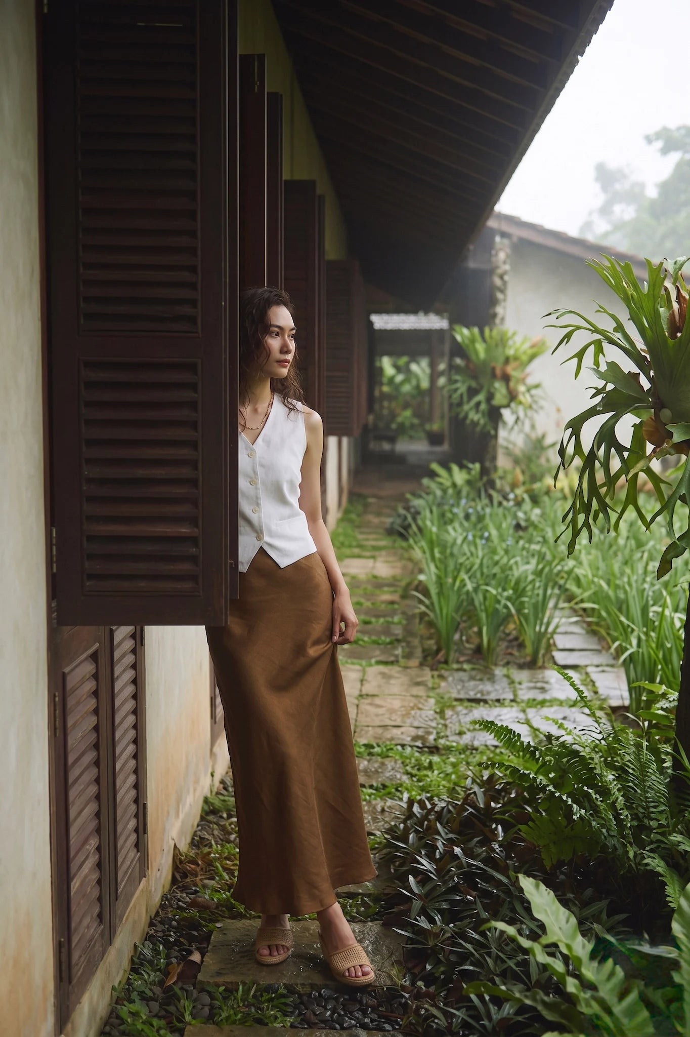 Áo vest ghile linen trắng thời trang Hity
