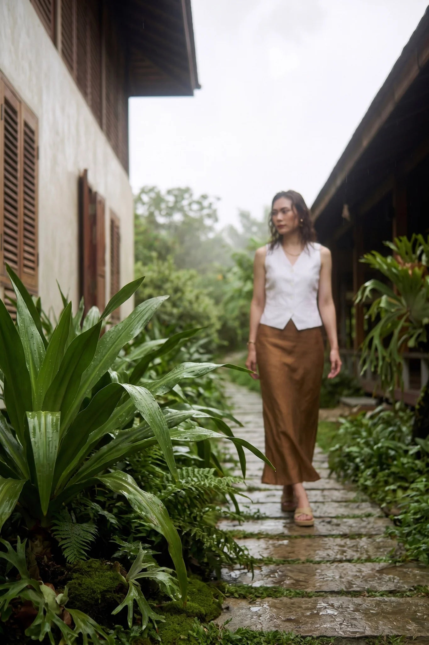 Áo vest ghile linen trắng thời trang Hity
