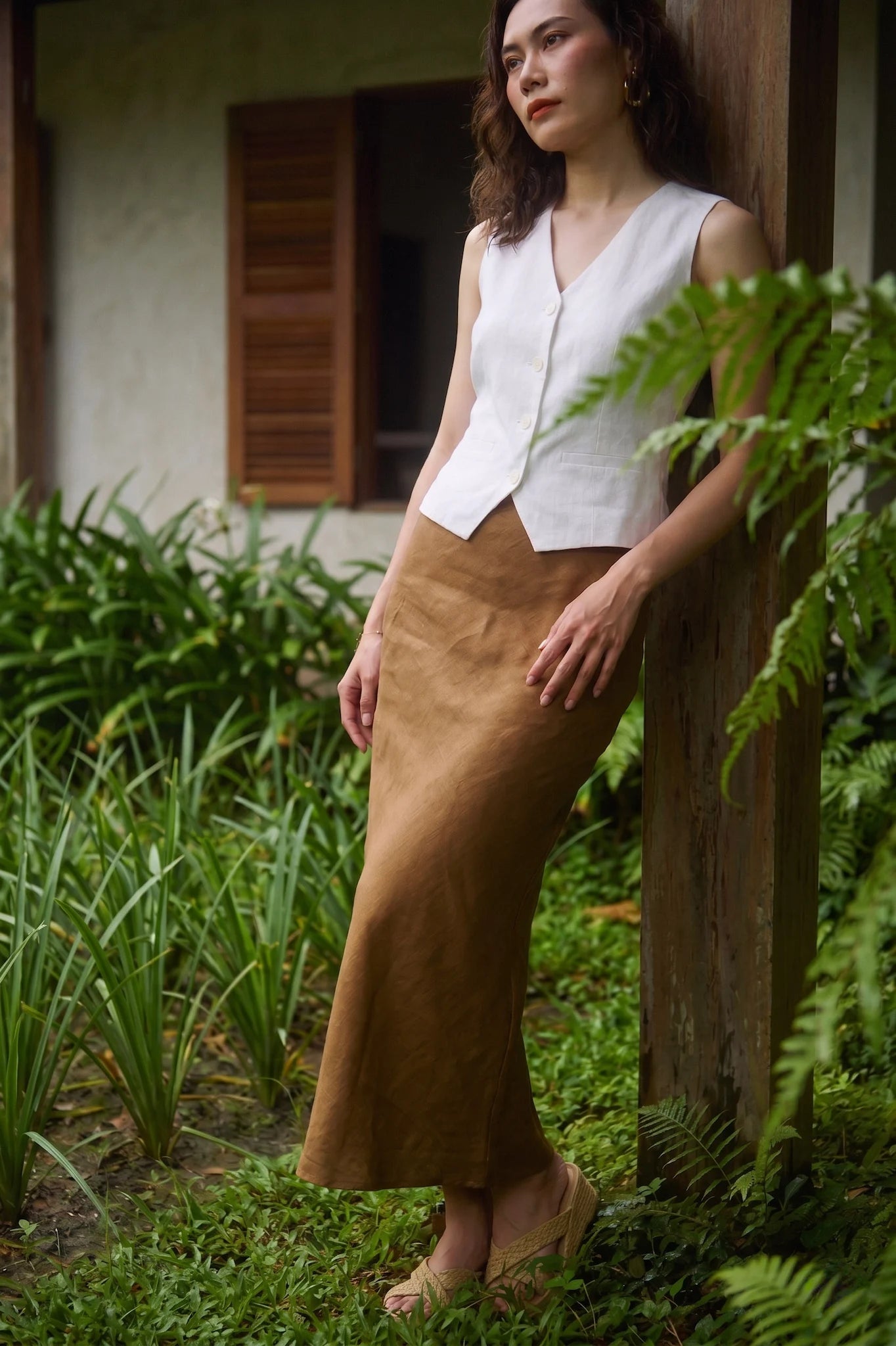 Áo vest ghile linen trắng thời trang Hity
