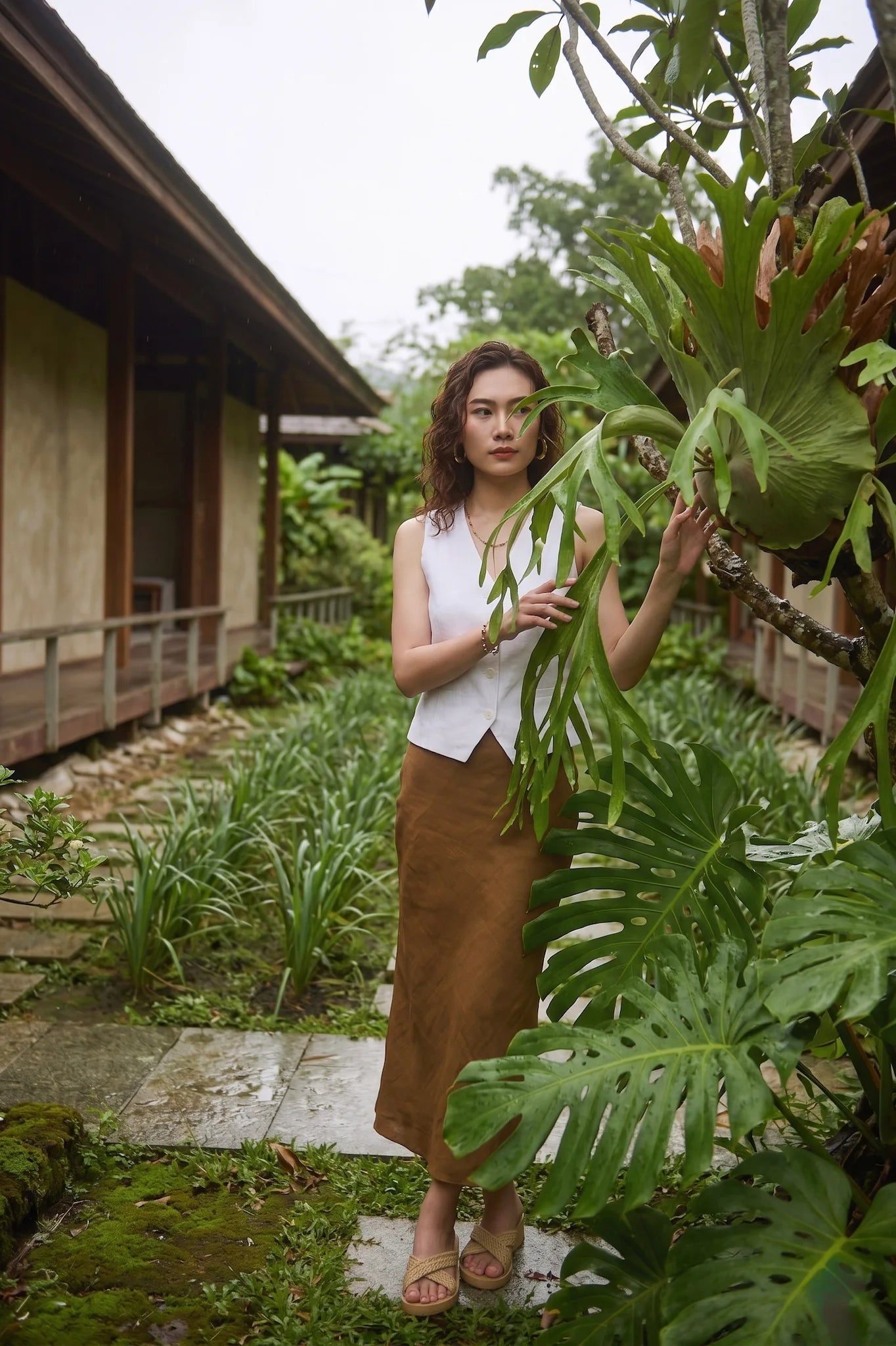 Áo vest ghile linen trắng thời trang Hity