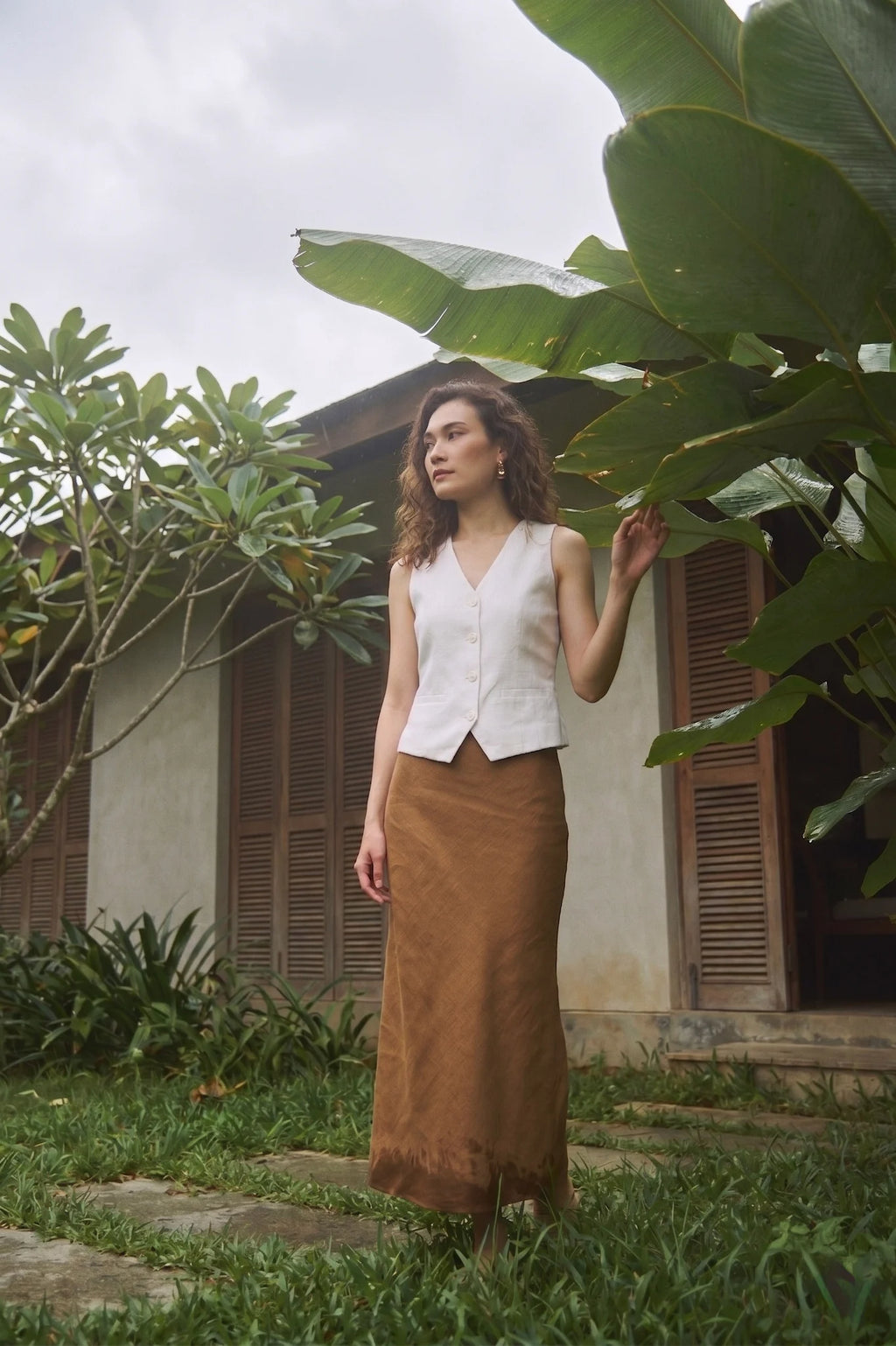 Áo vest ghile linen trắng thời trang Hity