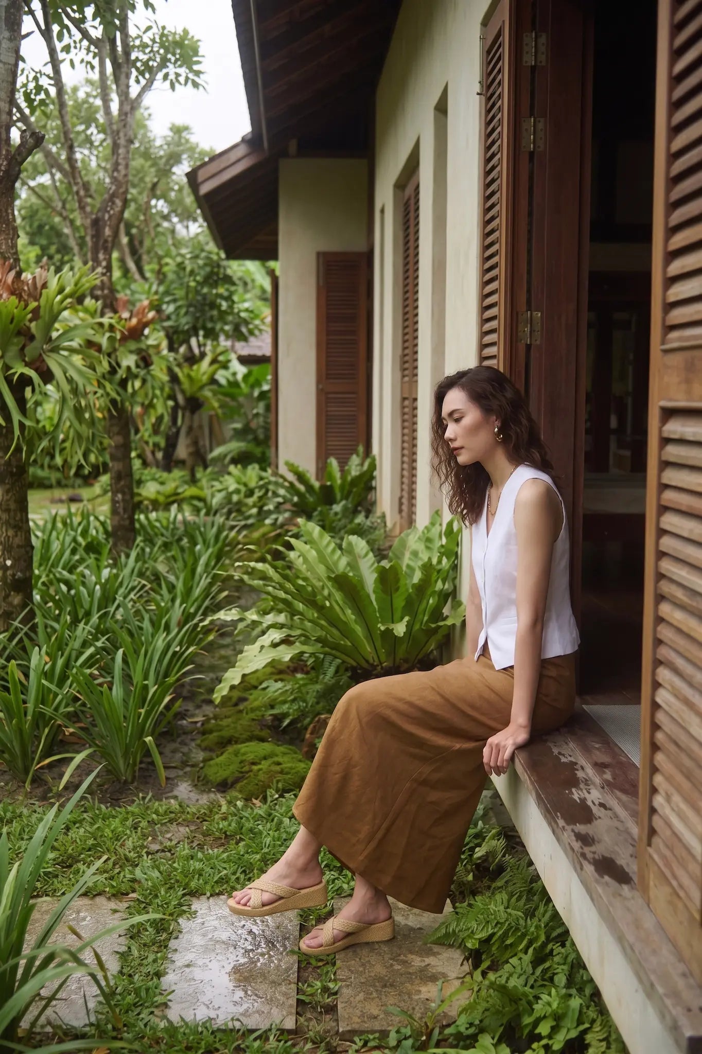 Áo vest ghile linen trắng thời trang Hity