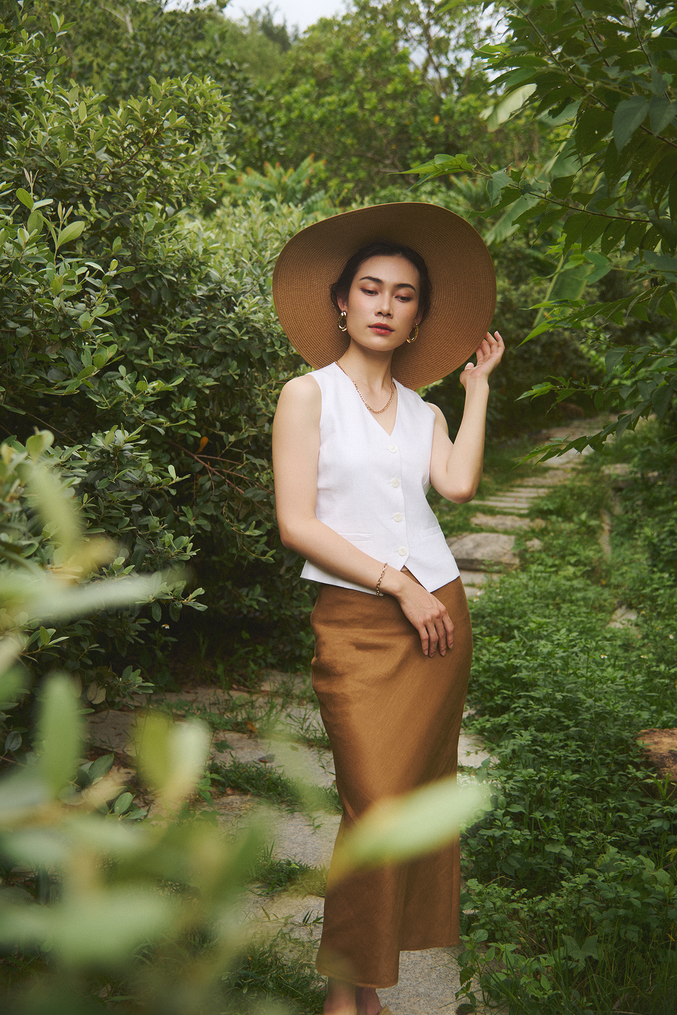 Áo vest gile linen trắng thời trang Hity