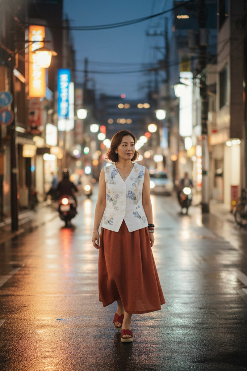 Áo vest linen thêu tay Mơ thời trang Hity