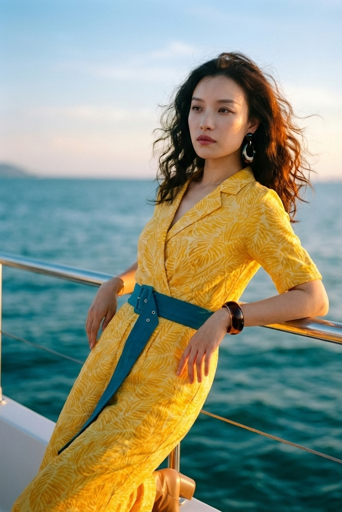 Đồ bay áo liền quần jumpsuit linen lá vàng thời trang Hity