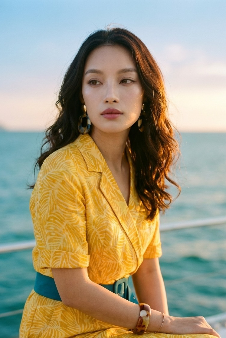 Đồ bay áo liền quần jumpsuit linen lá vàng thời trang Hity