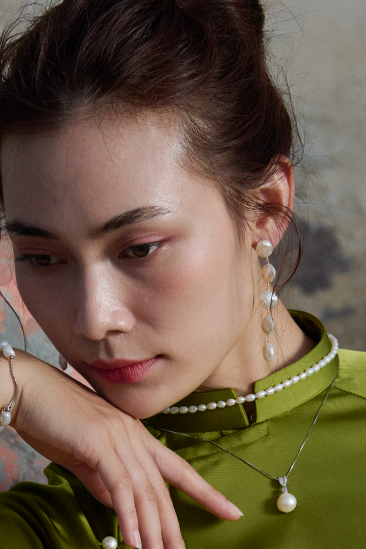 Bông tai dáng suối ngọc trai baroque thời trang Hity