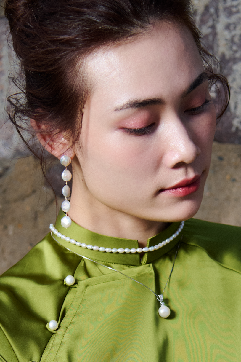 Bông tai dáng suối ngọc trai baroque thời trang Hity