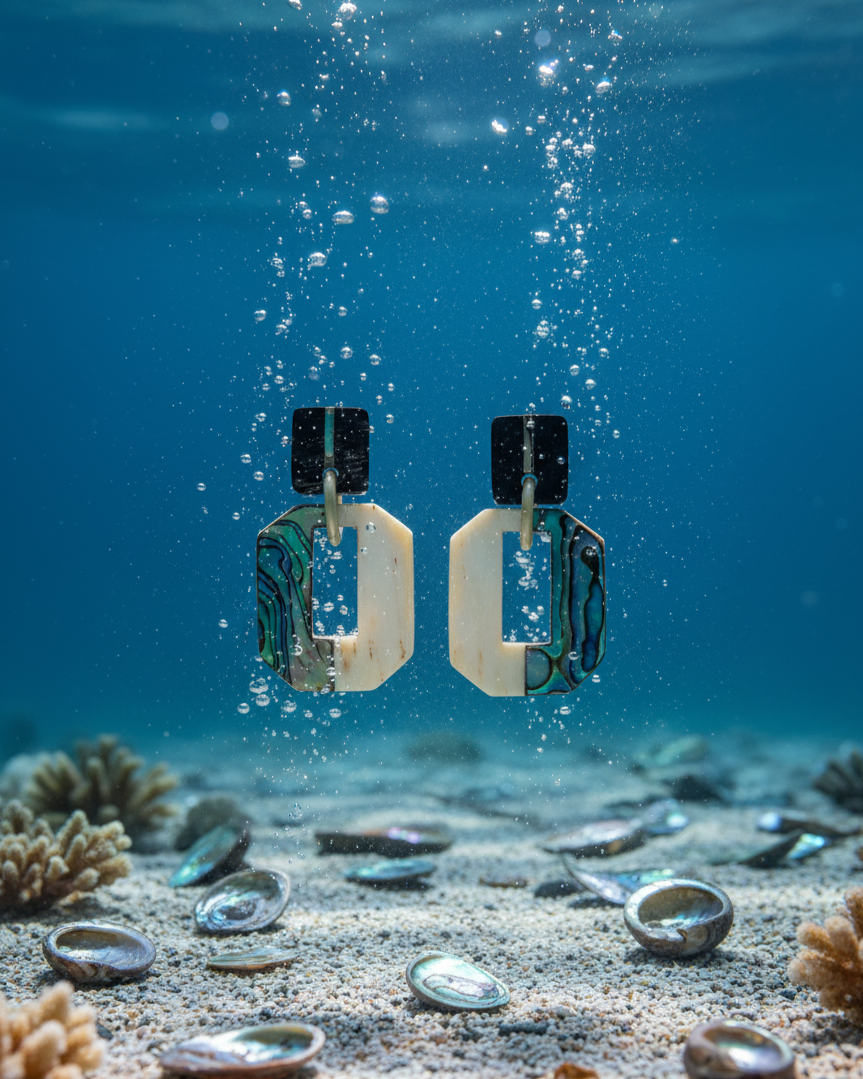 Bông tai sơn mài cửu khổng bào ngư thời trang Hity