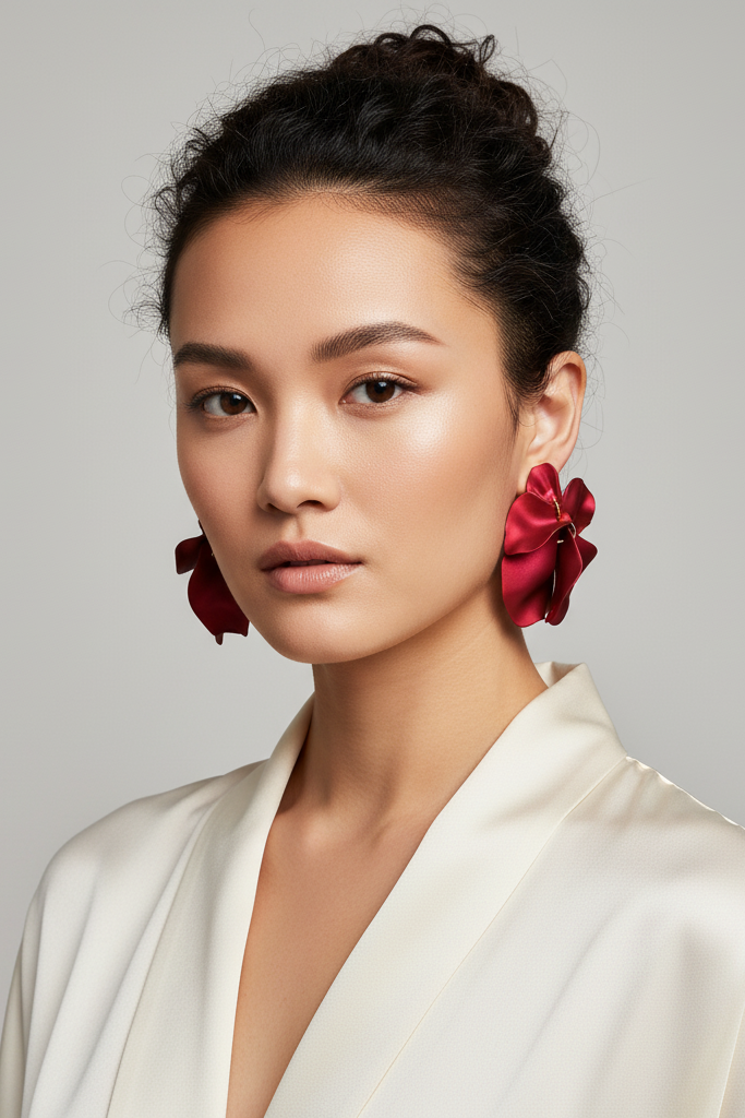 Bông tai hoa đỏ thời trang Hity