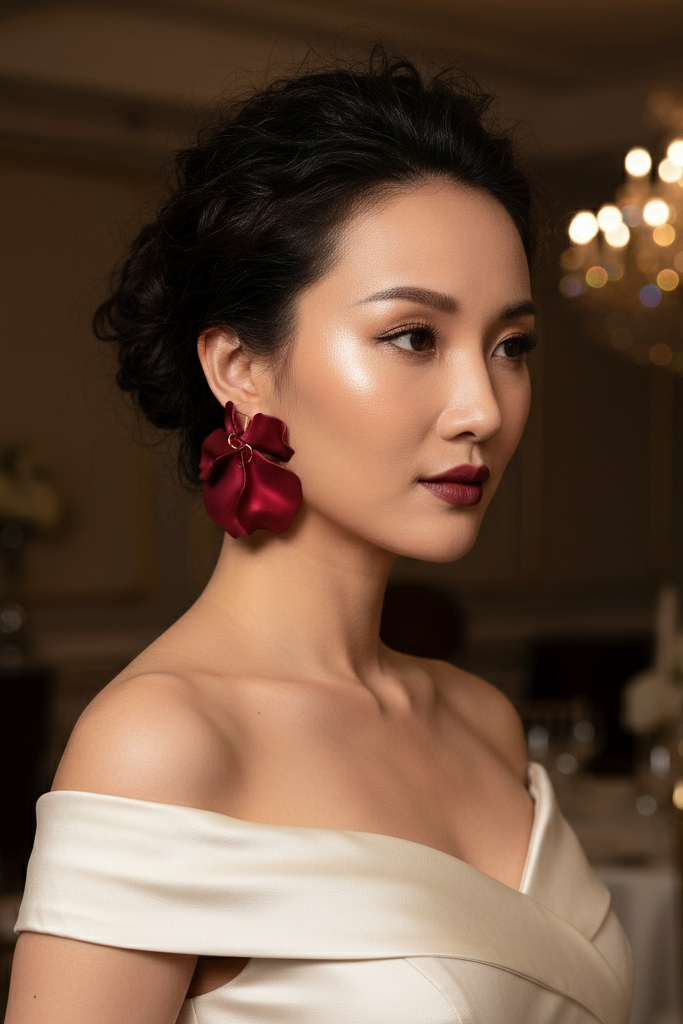 Bông tai hoa đỏ thời trang Hity