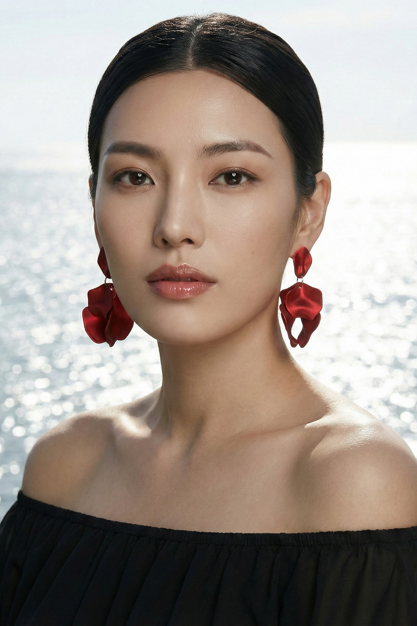 Bông tai hoa đỏ thời trang Hity