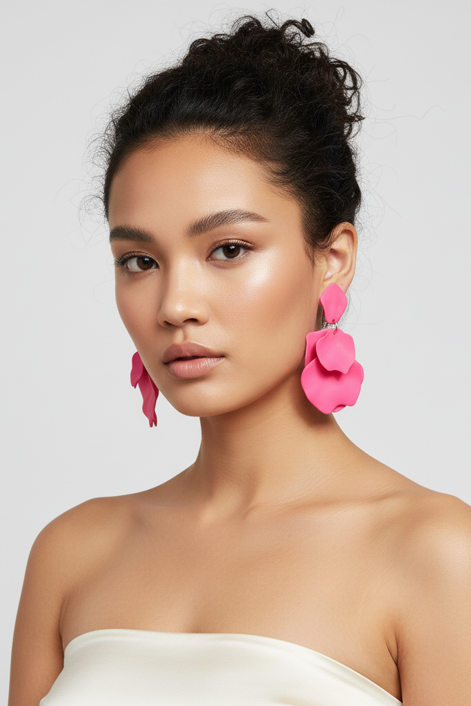 Bông tai hoa nhiệt đới hồng sen thời trang Hity