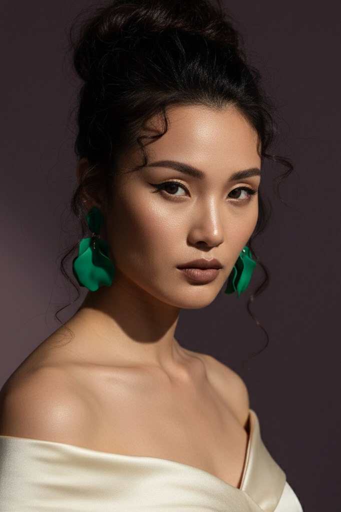 Bông tai hoa nhiệt đới xanh lá thời trang Hity