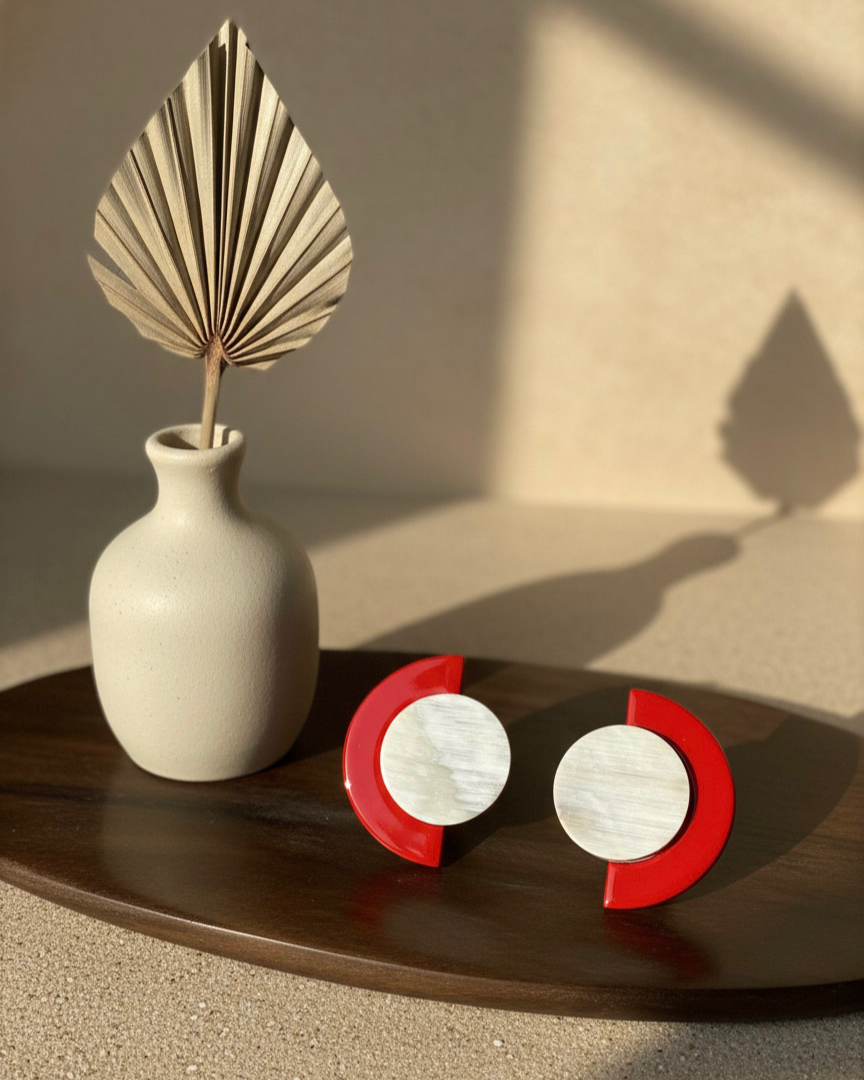 Bông tai nụ sơn mài cánh quạt thời trang Hity