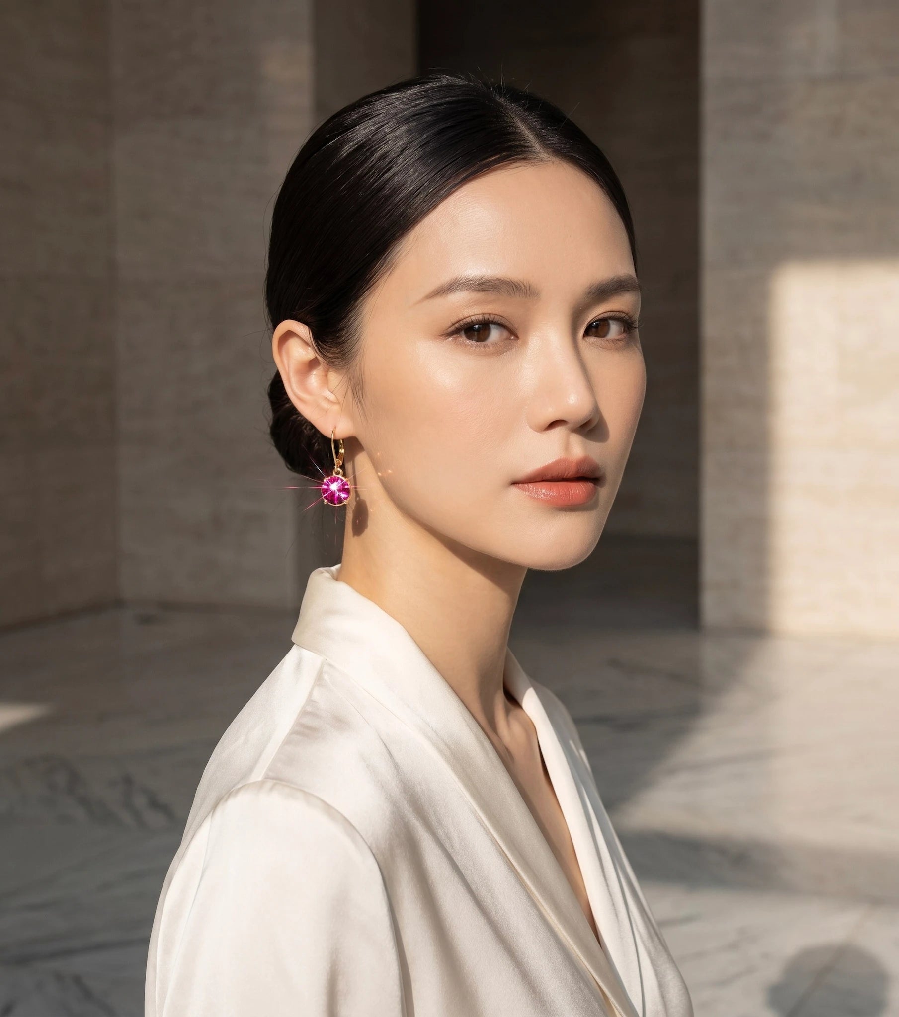 Bông tai pha lê hồng sen Swarovski thời trang Hity