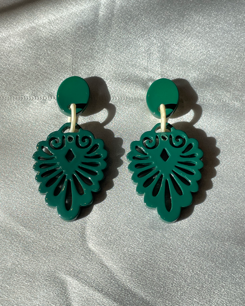 Bông tai sơn mài hoa văn hoạ tiết Á Đông thời trang Hity