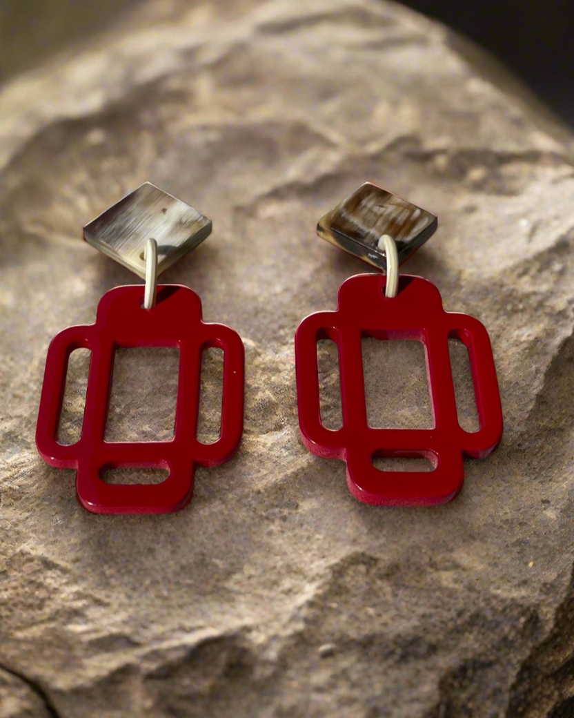 Bông tai sơn mài dáng lồng đèn thời trang Hity