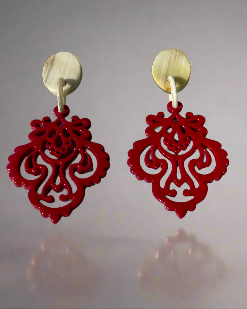 Bông tai sơn mài hoạ tiết hoa thị thời trang Hity