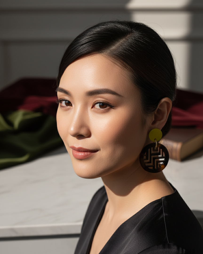 Bông tai sơn mài hoạ tiết cung đình thời trang Hity