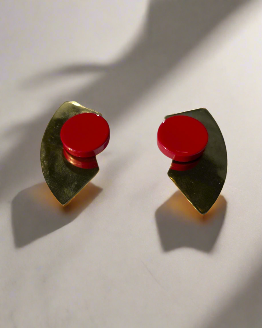 Bông tai statement sơn mài mạ vàng thời trang Hity