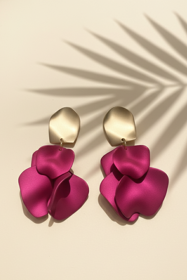 Bông tai bảng to statement hồng sen thời trang Hity