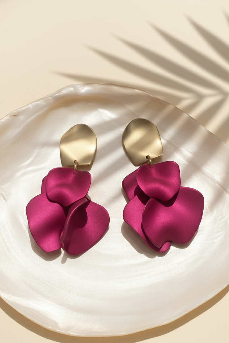 Bông tai bảng to statement hồng sen thời trang Hity