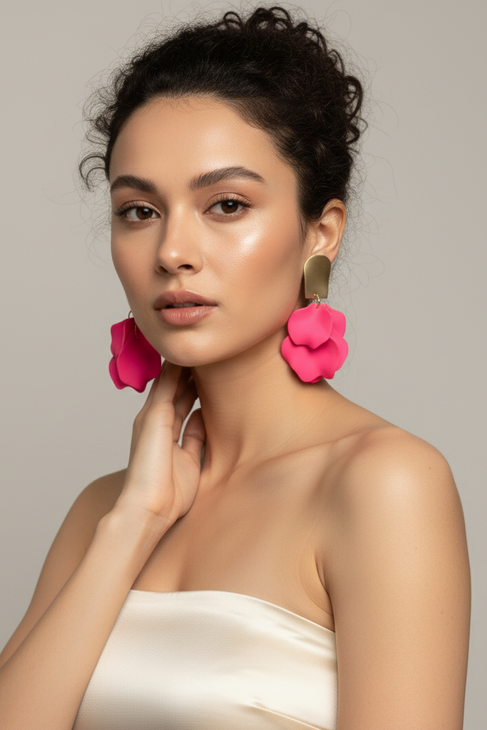 Bông tai bảng to statement hồng dạ quang thời trang Hity