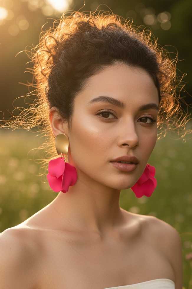 Bông tai bảng to statement hồng dạ quang thời trang Hity