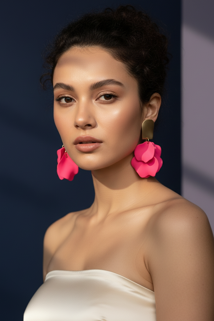 Bông tai bảng to statement hồng dạ quang thời trang Hity