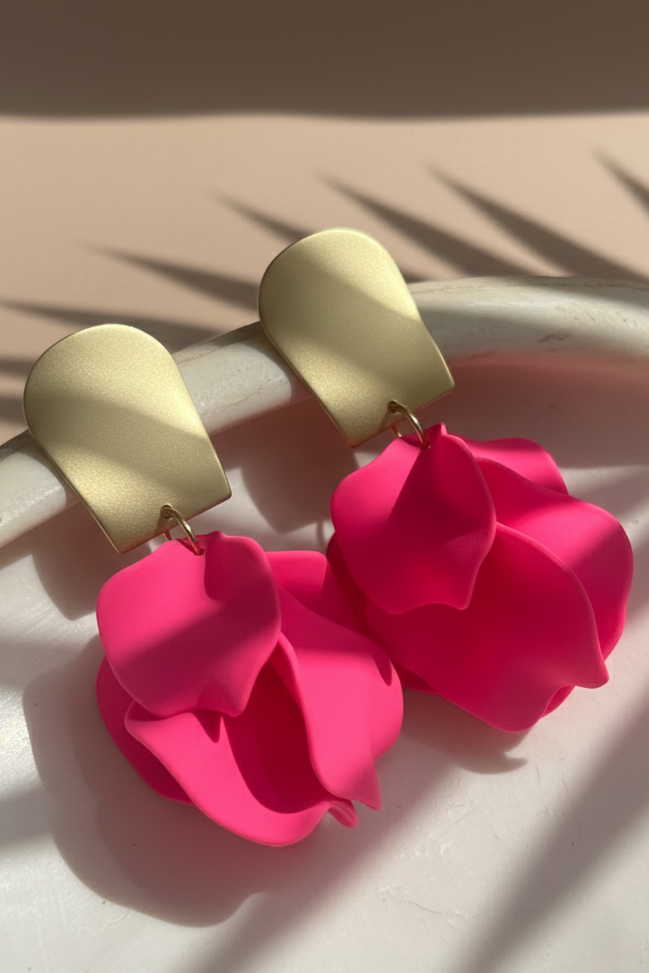 Bông tai bảng to statement hồng dạ quang thời trang Hity