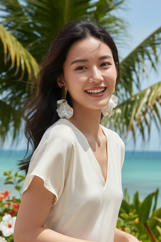 Bông tai statement bảng to màu trắng thời trang Hity