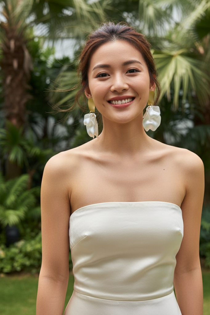 Bông tai statement bảng to màu trắng thời trang Hity